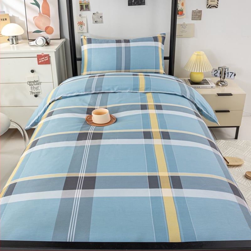 100% medvilnės patalynės komplektas studentų bendrabutyje, 3 dalių, Twill audinys, reaktyvus spausdinimas, geometrinis raštas, audinio tankis 130×70