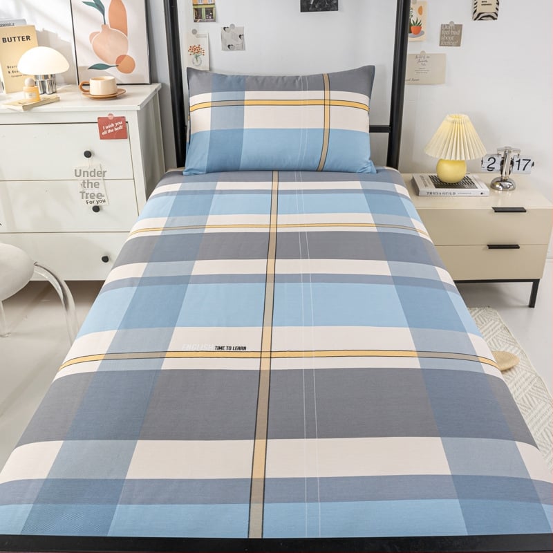 100% medvilnės patalynės komplektas studentų bendrabutyje, 3 dalių, Twill audinys, reaktyvus spausdinimas, geometrinis raštas, audinio tankis 130×70