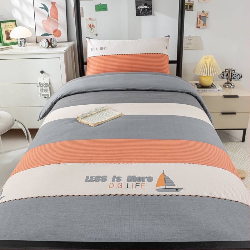 100% medvilnės patalynės komplektas studentų bendrabutyje, 3 dalių, Twill audinys, reaktyvus spausdinimas, geometrinis raštas, audinio tankis 130×70