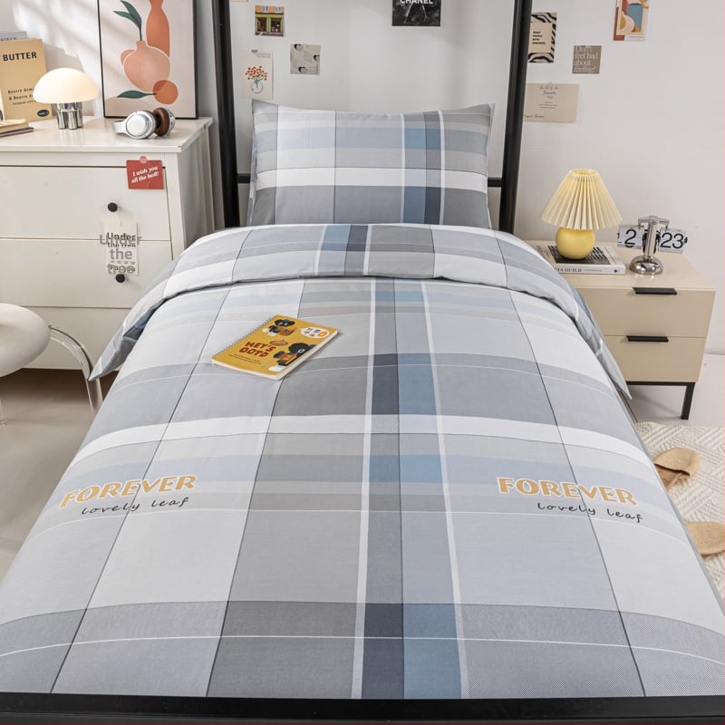 100% medvilnės patalynės komplektas studentų bendrabutyje, 3 dalių, Twill audinys, reaktyvus spausdinimas, geometrinis raštas, audinio tankis 130×70