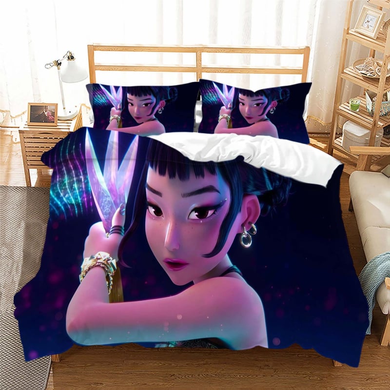 Trys dalių antklodės užvalkalo komplektas su skaitmenine spauda, fleece audinys iš cheminių pluoštų, karikatūrų stilius, pritaikomumas