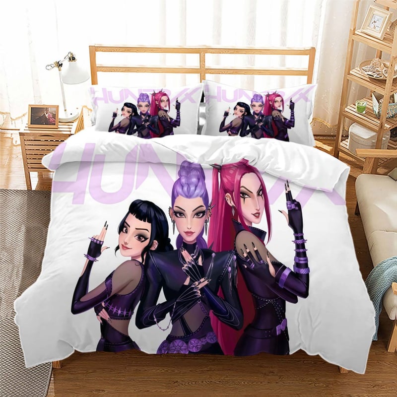 Trys dalių antklodės užvalkalo komplektas su skaitmenine spauda, fleece audinys iš cheminių pluoštų, karikatūrų stilius, pritaikomumas