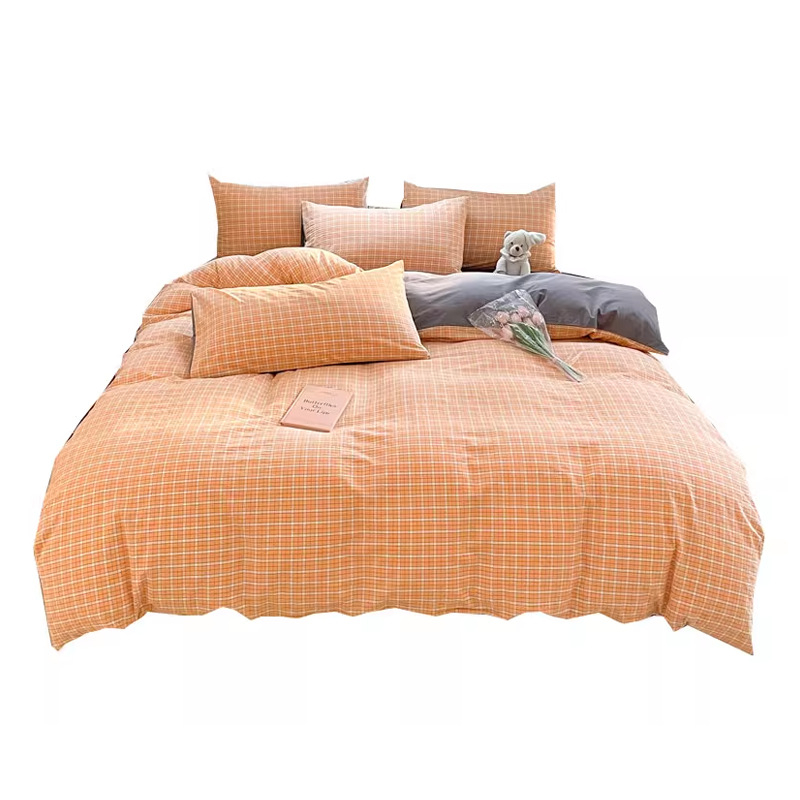 Set de lenjerie de pat din bumbac 100%, 4 piese, model pătrat geometric, densitatea țesăturii 128×68, 40 fire