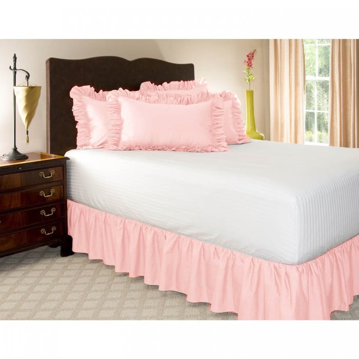 Bed skirt, monochrome twill fabric with semi-dye printing, 100% polyester, all-season