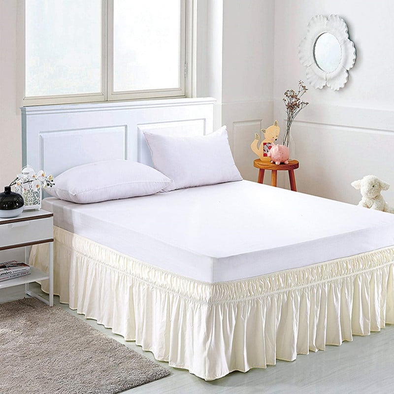 Bed skirt, monochrome twill fabric with semi-dye printing, 100% polyester, all-season
