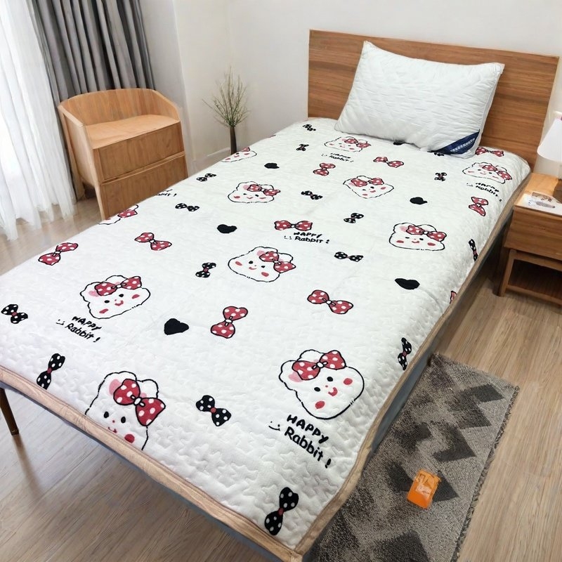 Plavi fleksi pokrivač za krevet, debeli šivani pokrivač, za studentsku sobu, veličina 120x200 cm, crtani motiv, zimska toplina
