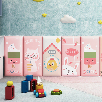 3D καρτούν προστατευτικό τοίχου με αυτοκόλλητο συνθετικό δέρμα, για υπνοδωμάτιο, μελέτη και είσοδο