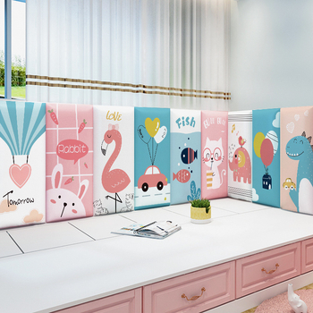 3D καρτούν προστατευτικό τοίχου με αυτοκόλλητο συνθετικό δέρμα, για υπνοδωμάτιο, μελέτη και είσοδο