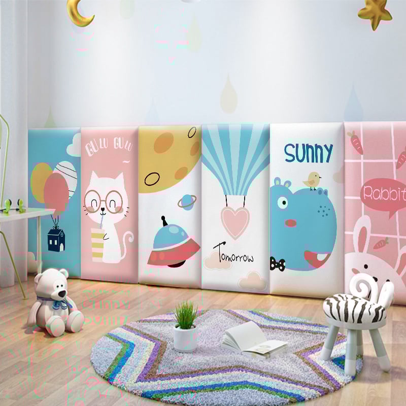 3D καρτούν προστατευτικό τοίχου με αυτοκόλλητο συνθετικό δέρμα, για υπνοδωμάτιο, μελέτη και είσοδο