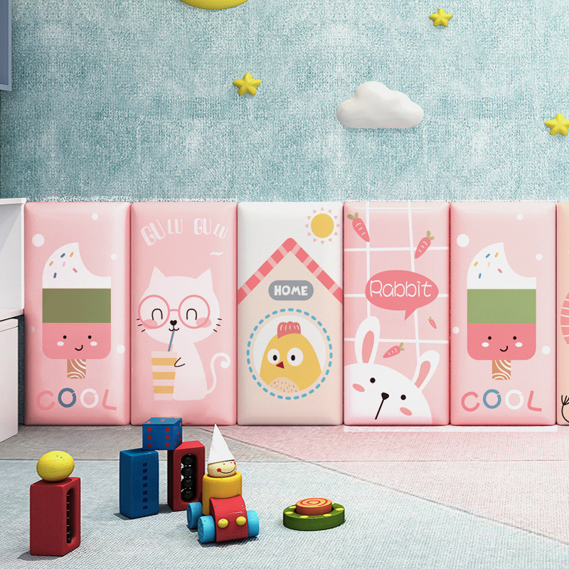 3D καρτούν προστατευτικό τοίχου με αυτοκόλλητο συνθετικό δέρμα, για υπνοδωμάτιο, μελέτη και είσοδο