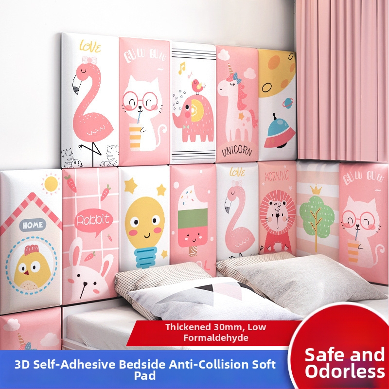 3D karikatuurne seina kaitse, isekleepuv kunstnahk, magamistuba, töökodu ja sissepääs