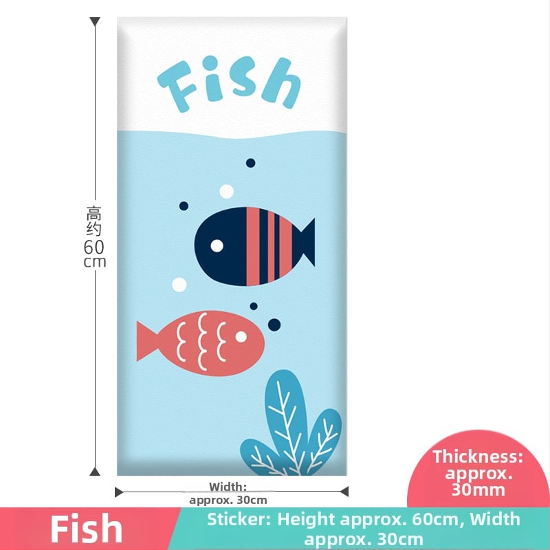 3D καρτούν προστατευτικό τοίχου με αυτοκόλλητο συνθετικό δέρμα, για υπνοδωμάτιο, μελέτη και είσοδο