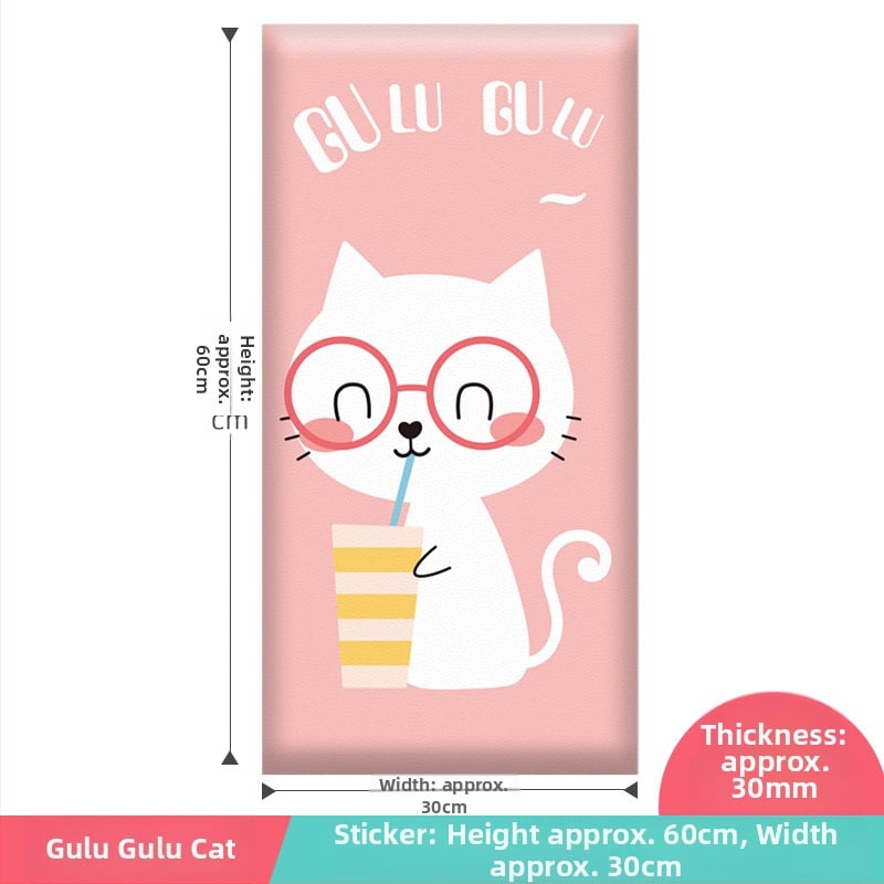 3D καρτούν προστατευτικό τοίχου με αυτοκόλλητο συνθετικό δέρμα, για υπνοδωμάτιο, μελέτη και είσοδο