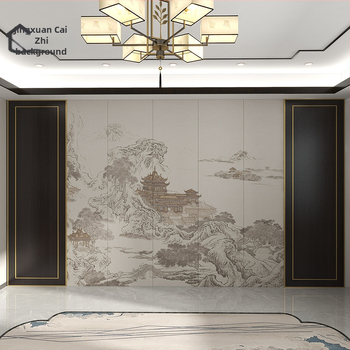 Fali borítás – selyem, anti-szennyeződés, 3-szintű kompozíció, Új kínai stílus, hímzett tájkép virágokkal és madarakkal