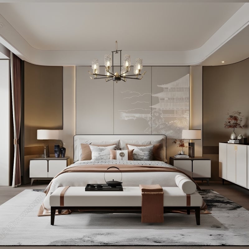 Fali borítás – selyem, anti-szennyeződés, 3-szintű kompozíció, Új kínai stílus, hímzett tájkép virágokkal és madarakkal