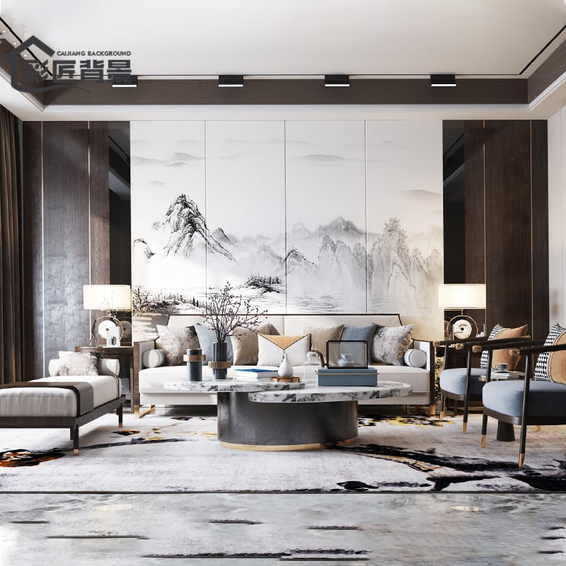 Fali borítás – selyem, anti-szennyeződés, 3-szintű kompozíció, Új kínai stílus, hímzett tájkép virágokkal és madarakkal