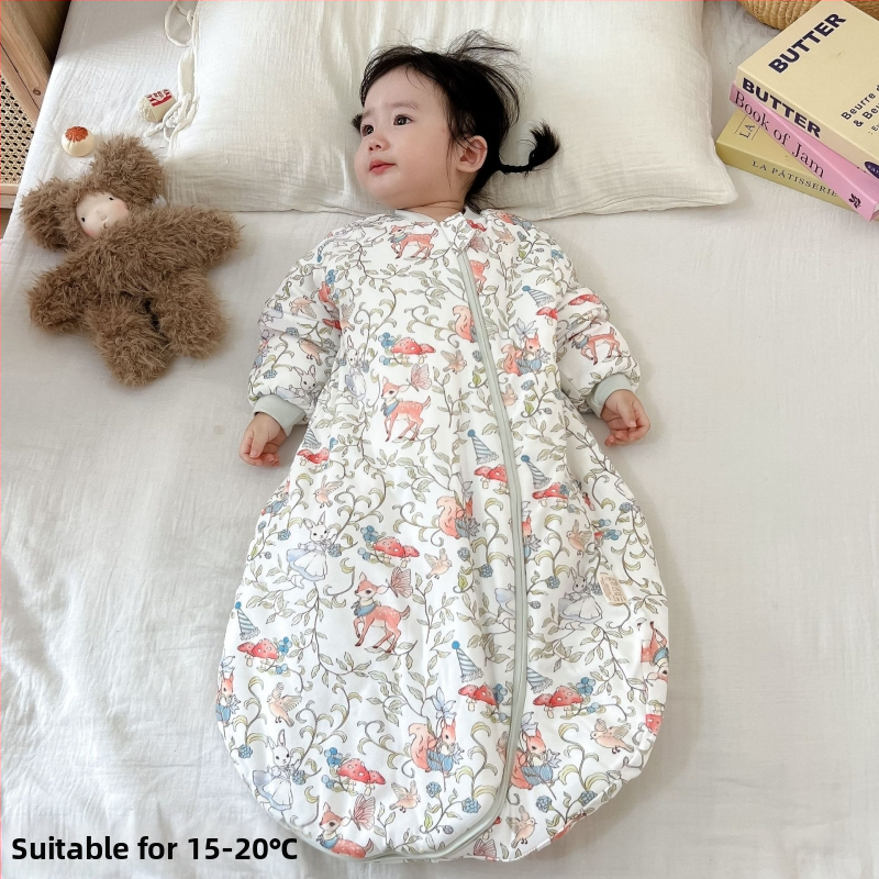 Spavaća vreća za bebu od čistog pamuka 95%+, odvojive rukave, punilo poliester, zatvarač nylon, duljina 75 cm, za novorođenčad 0–12 mjeseci