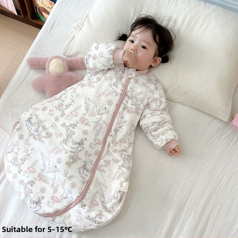 Spavaća vreća za bebu od čistog pamuka 95%+, odvojive rukave, punilo poliester, zatvarač nylon, duljina 75 cm, za novorođenčad 0–12 mjeseci