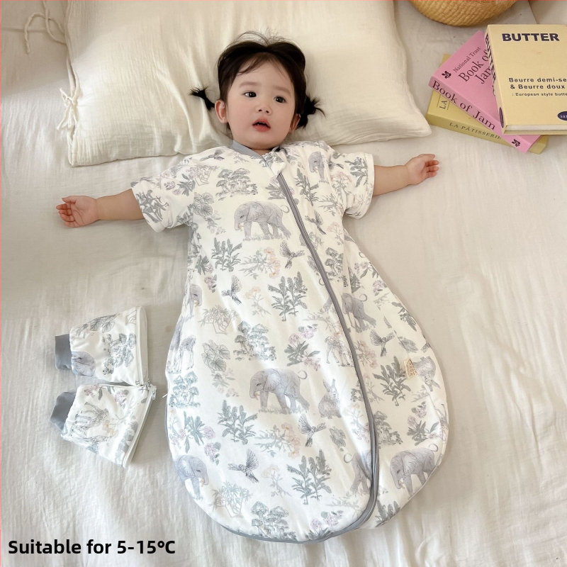 Spavaća vreća za bebu od čistog pamuka 95%+, odvojive rukave, punilo poliester, zatvarač nylon, duljina 75 cm, za novorođenčad 0–12 mjeseci