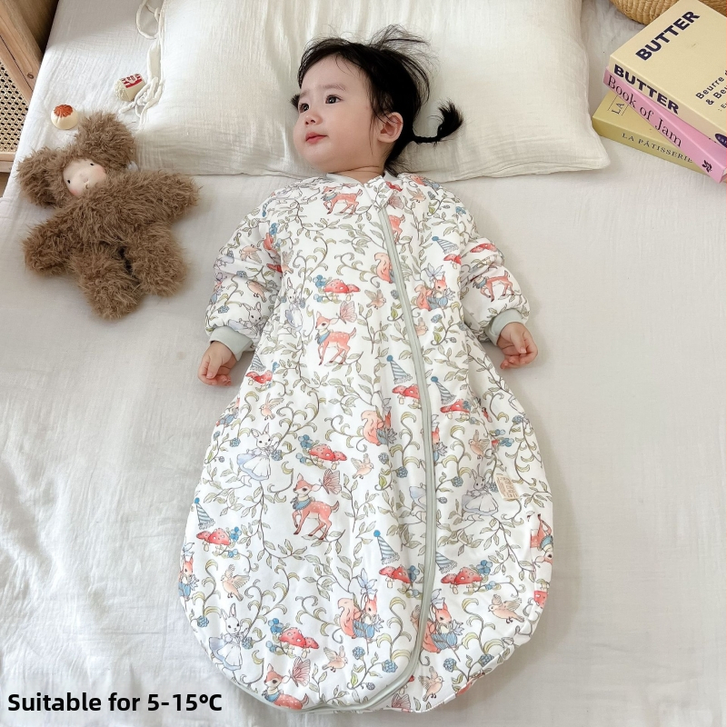 Spavaća vreća za bebu od čistog pamuka 95%+, odvojive rukave, punilo poliester, zatvarač nylon, duljina 75 cm, za novorođenčad 0–12 mjeseci