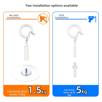 Lipnus lubų kabliukas žibintams, girliandoms ir uodų tinklams su užrakinamu vėjo atspariu kabliu - Geležis, Vienas kabliukas, Modernus minimalizmas, 5–10 kg apkrova