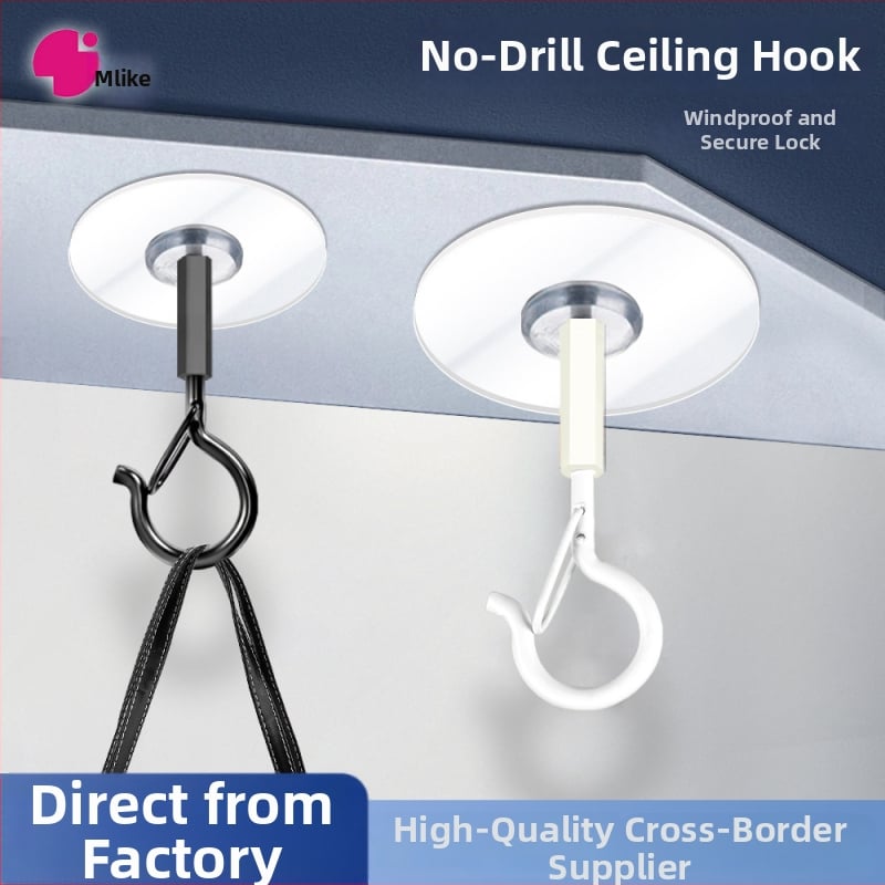 Lipnus lubų kabliukas žibintams, girliandoms ir uodų tinklams su užrakinamu vėjo atspariu kabliu - Geležis, Vienas kabliukas, Modernus minimalizmas, 5–10 kg apkrova