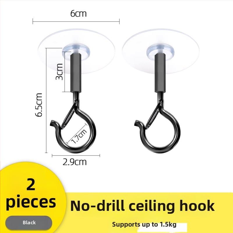 Lipnus lubų kabliukas žibintams, girliandoms ir uodų tinklams su užrakinamu vėjo atspariu kabliu - Geležis, Vienas kabliukas, Modernus minimalizmas, 5–10 kg apkrova