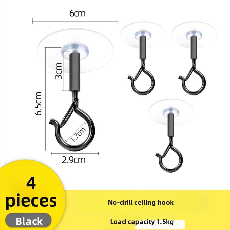 Lipnus lubų kabliukas žibintams, girliandoms ir uodų tinklams su užrakinamu vėjo atspariu kabliu - Geležis, Vienas kabliukas, Modernus minimalizmas, 5–10 kg apkrova