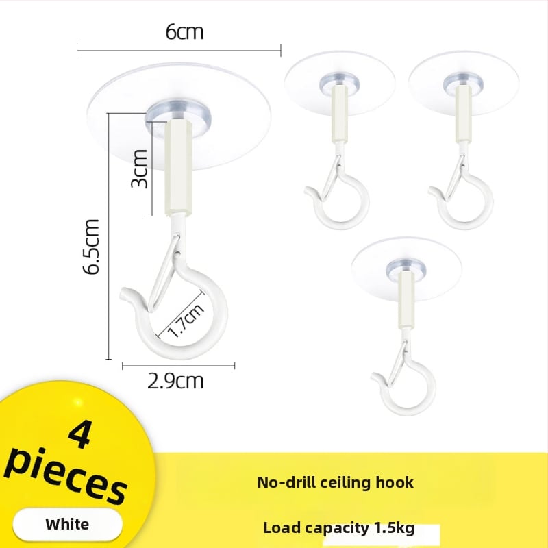 Lipnus lubų kabliukas žibintams, girliandoms ir uodų tinklams su užrakinamu vėjo atspariu kabliu - Geležis, Vienas kabliukas, Modernus minimalizmas, 5–10 kg apkrova