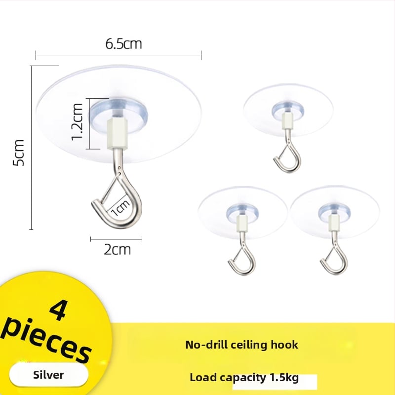 Lipnus lubų kabliukas žibintams, girliandoms ir uodų tinklams su užrakinamu vėjo atspariu kabliu - Geležis, Vienas kabliukas, Modernus minimalizmas, 5–10 kg apkrova