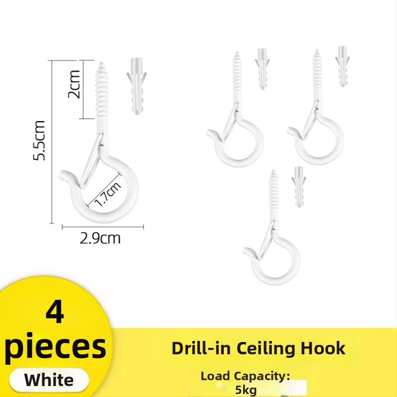 Lipnus lubų kabliukas žibintams, girliandoms ir uodų tinklams su užrakinamu vėjo atspariu kabliu - Geležis, Vienas kabliukas, Modernus minimalizmas, 5–10 kg apkrova