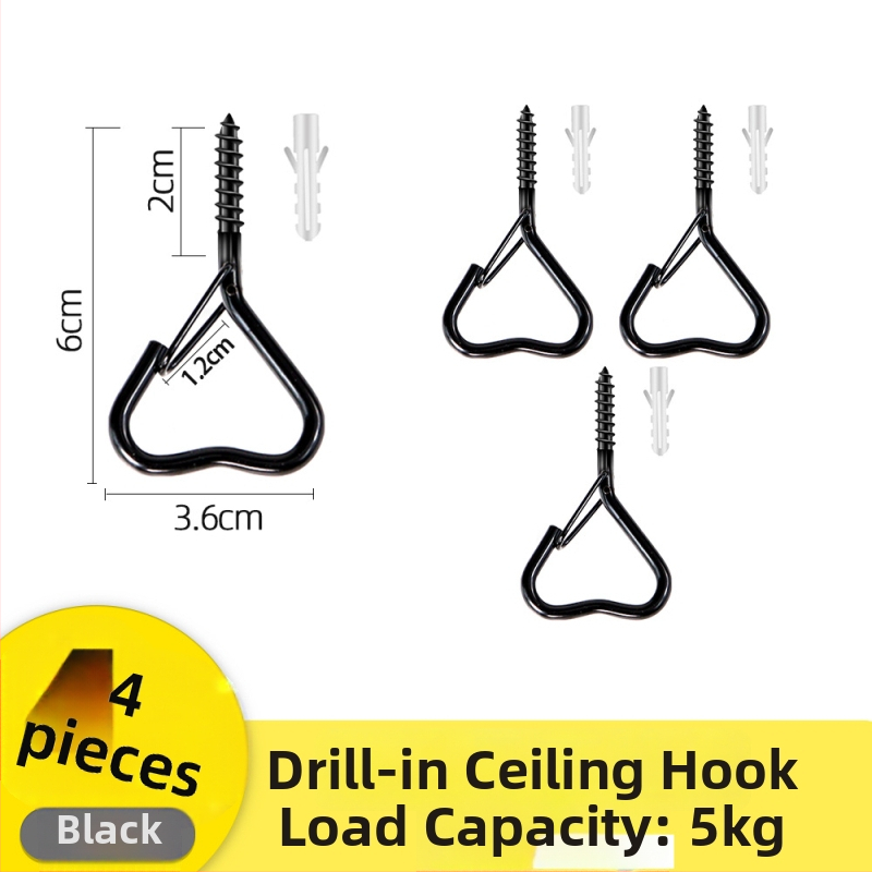 Lipnus lubų kabliukas žibintams, girliandoms ir uodų tinklams su užrakinamu vėjo atspariu kabliu - Geležis, Vienas kabliukas, Modernus minimalizmas, 5–10 kg apkrova