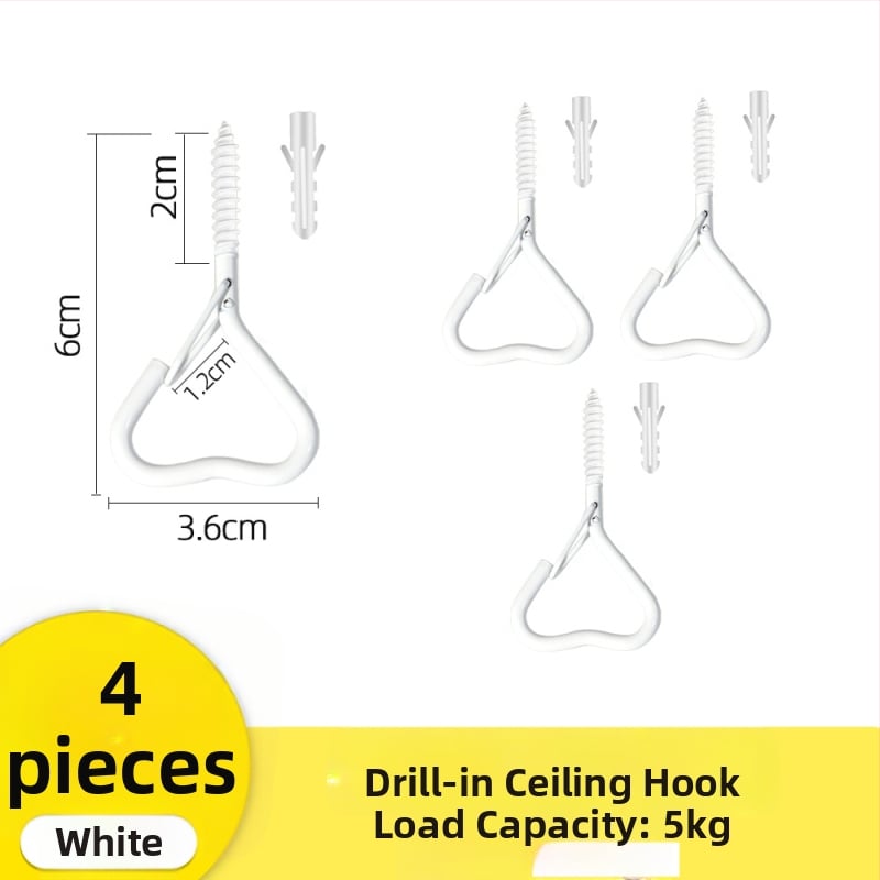 Lipnus lubų kabliukas žibintams, girliandoms ir uodų tinklams su užrakinamu vėjo atspariu kabliu - Geležis, Vienas kabliukas, Modernus minimalizmas, 5–10 kg apkrova