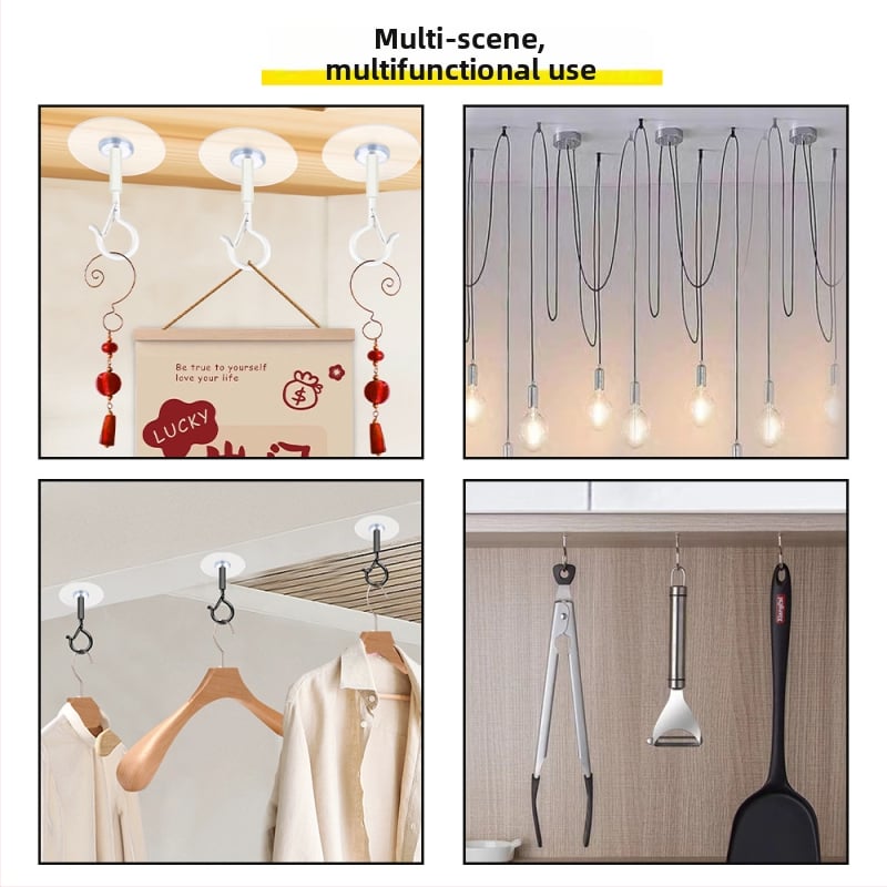 Lipnus lubų kabliukas žibintams, girliandoms ir uodų tinklams su užrakinamu vėjo atspariu kabliu - Geležis, Vienas kabliukas, Modernus minimalizmas, 5–10 kg apkrova