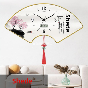 Nappali falióra hőmérséklet kijelzővel, ventillátor alakú dizájn, kvarc működés, fa tárcsa