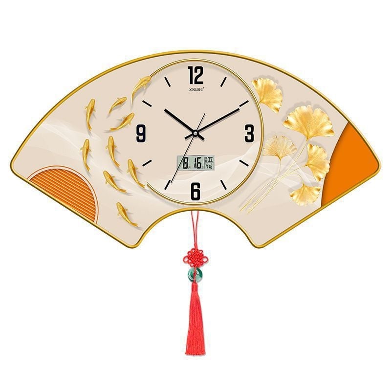 Nappali falióra hőmérséklet kijelzővel, ventillátor alakú dizájn, kvarc működés, fa tárcsa