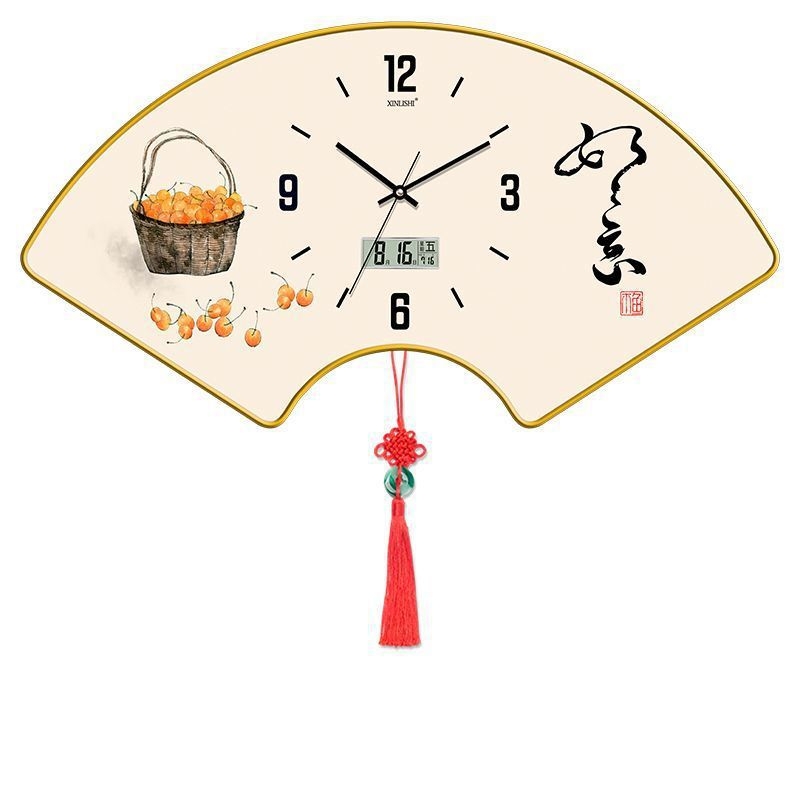 Nappali falióra hőmérséklet kijelzővel, ventillátor alakú dizájn, kvarc működés, fa tárcsa