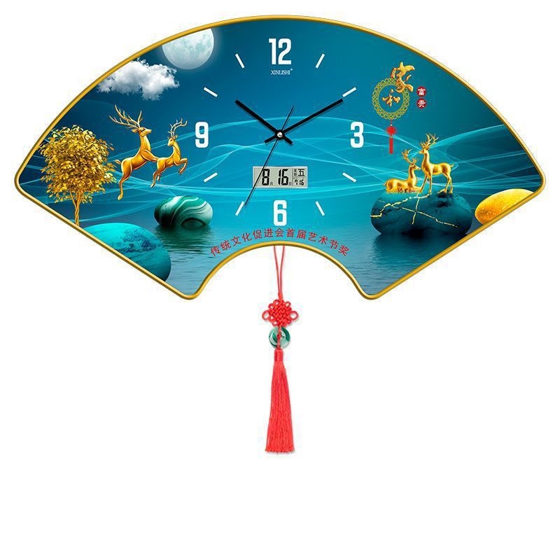 Nappali falióra hőmérséklet kijelzővel, ventillátor alakú dizájn, kvarc működés, fa tárcsa