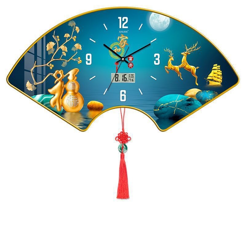 Nappali falióra hőmérséklet kijelzővel, ventillátor alakú dizájn, kvarc működés, fa tárcsa