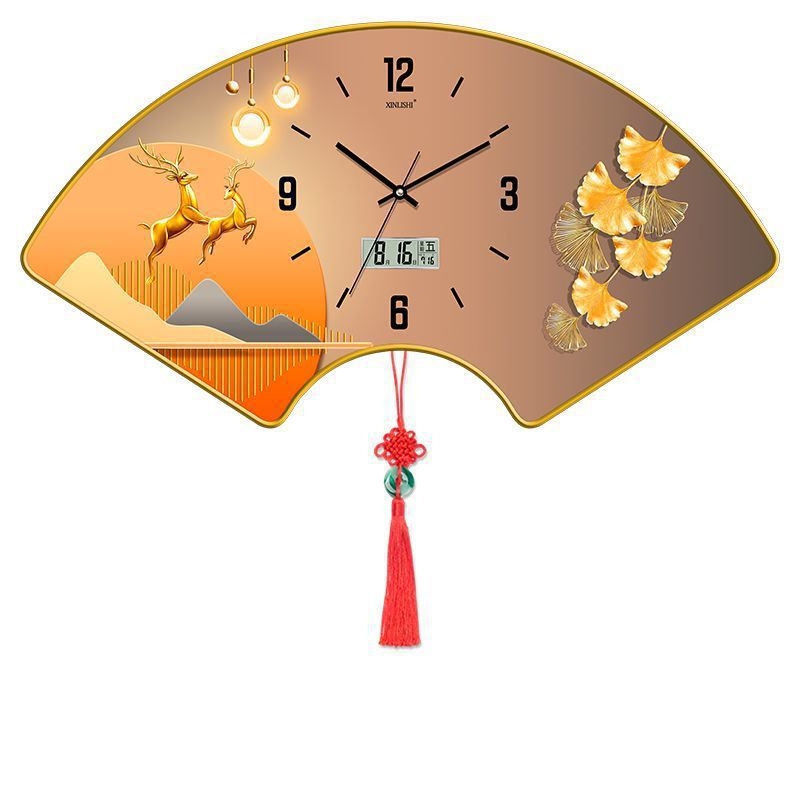 Nappali falióra hőmérséklet kijelzővel, ventillátor alakú dizájn, kvarc működés, fa tárcsa