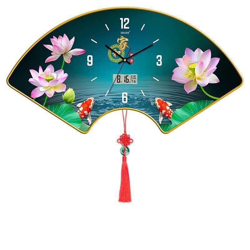 Nappali falióra hőmérséklet kijelzővel, ventillátor alakú dizájn, kvarc működés, fa tárcsa