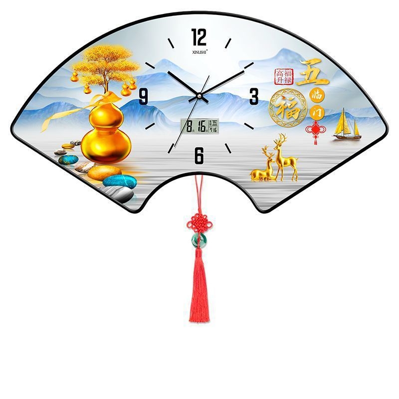 Nappali falióra hőmérséklet kijelzővel, ventillátor alakú dizájn, kvarc működés, fa tárcsa