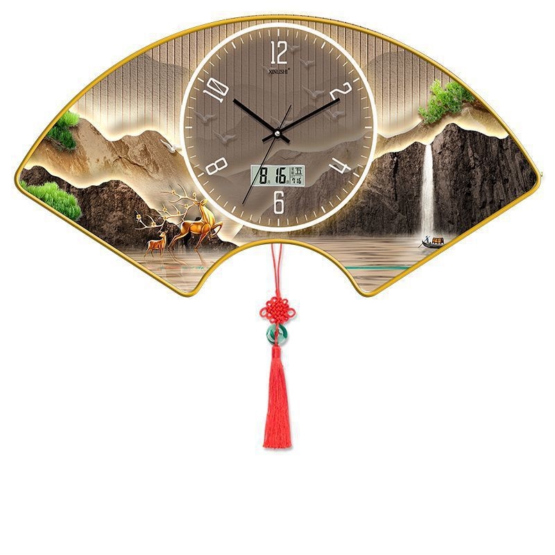 Nappali falióra hőmérséklet kijelzővel, ventillátor alakú dizájn, kvarc működés, fa tárcsa