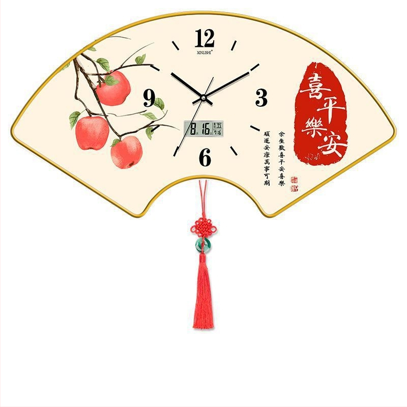 Nappali falióra hőmérséklet kijelzővel, ventillátor alakú dizájn, kvarc működés, fa tárcsa