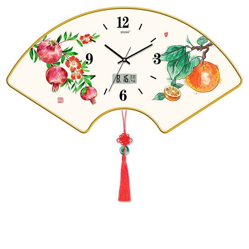 Nappali falióra hőmérséklet kijelzővel, ventillátor alakú dizájn, kvarc működés, fa tárcsa