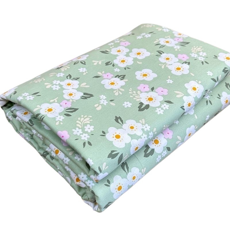 Pamutból készült paplanhuzat, pastoral mintával növényekkel és virágokkal, twill szövés, reaktív nyomtatás