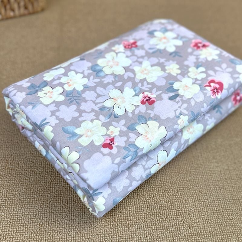 Pamutból készült paplanhuzat, pastoral mintával növényekkel és virágokkal, twill szövés, reaktív nyomtatás