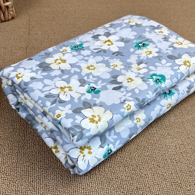 Pamutból készült paplanhuzat, pastoral mintával növényekkel és virágokkal, twill szövés, reaktív nyomtatás