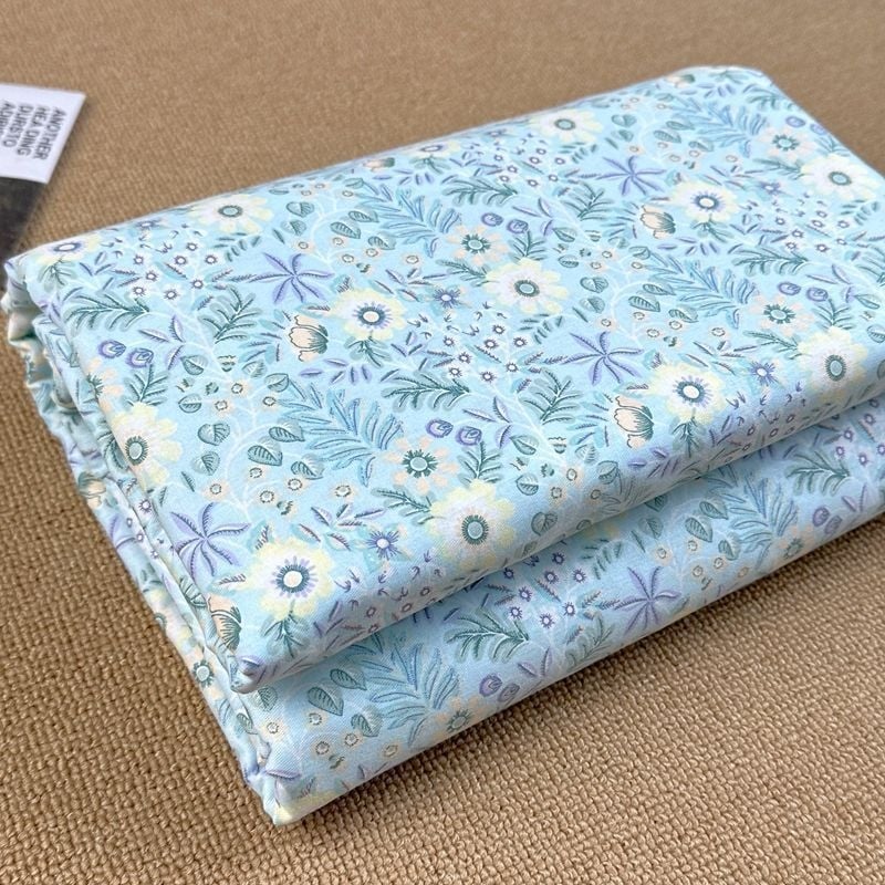 Pamutból készült paplanhuzat, pastoral mintával növényekkel és virágokkal, twill szövés, reaktív nyomtatás