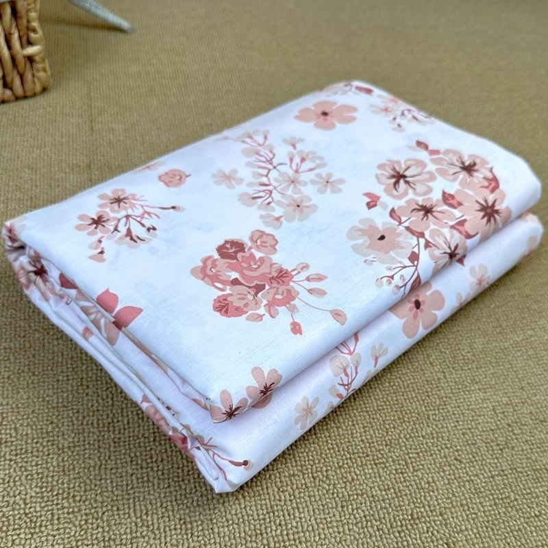 Pamutból készült paplanhuzat, pastoral mintával növényekkel és virágokkal, twill szövés, reaktív nyomtatás